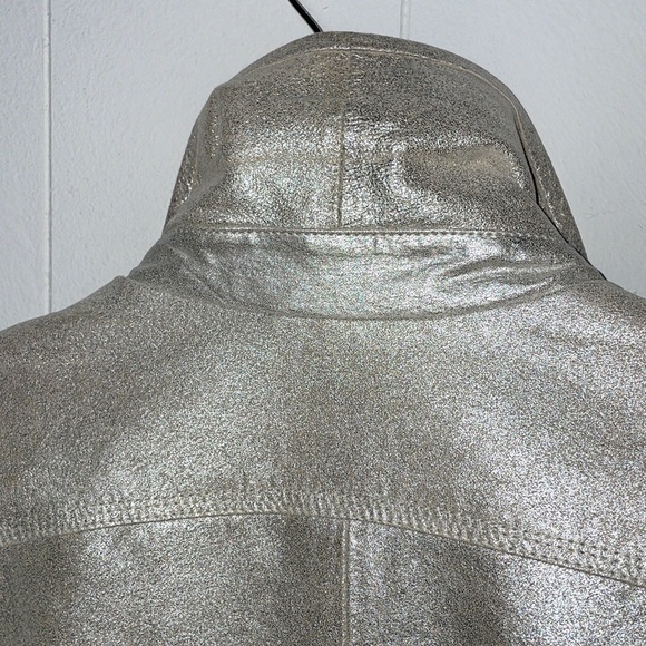 Boston Proper Silver Genuine Vintage Napa Leather Peacoat Jacket - Picture 6 of 17